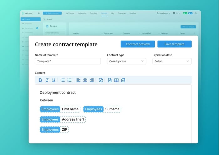 Contract Template Employee Scheduling